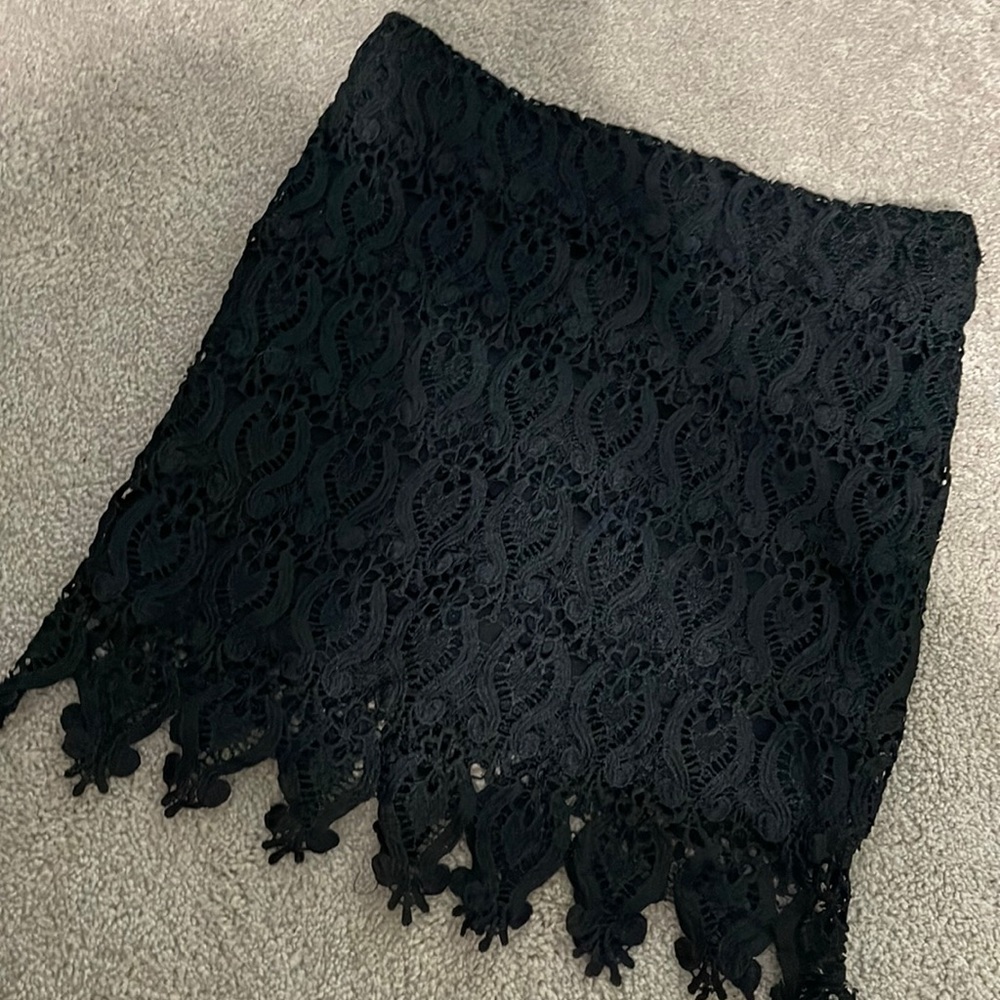 Black lace curve hugging skirt